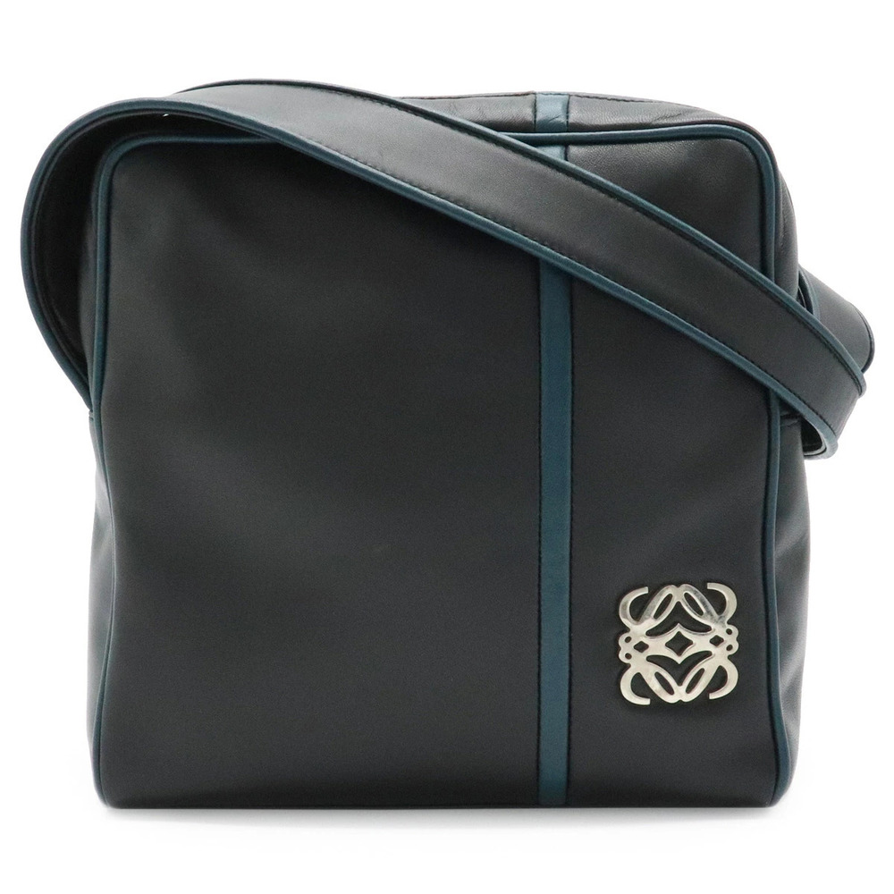 Loewe Anagram Shoulder Bag Hobo Leather Black Acapulco Blue